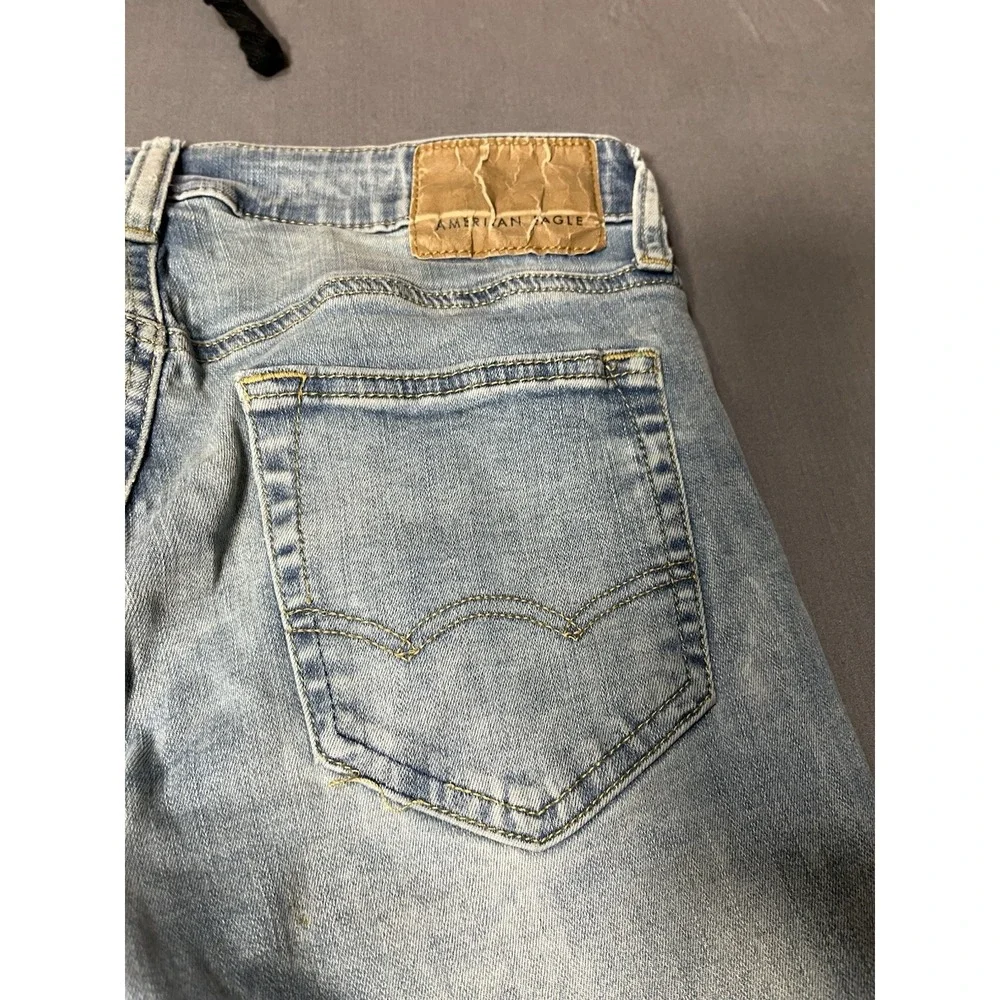 Mens American Eagle Skinny Blue Denim Jeans Next Level Flex Cotton Blend 28X30